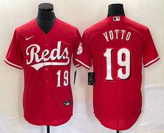 Men's Cincinnati Reds #19 Joey Votto Number Red Cool Base Stitched Baseball Jersey,We sell and wholesale Men's Cincinnati Reds #19 Joey Votto Number Red Cool Base Stitched Baseball Jersey on line form chian!